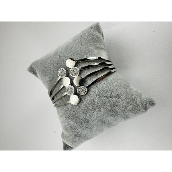 Gümüş Taşlı Üçlü Yuvarlak Bileklik